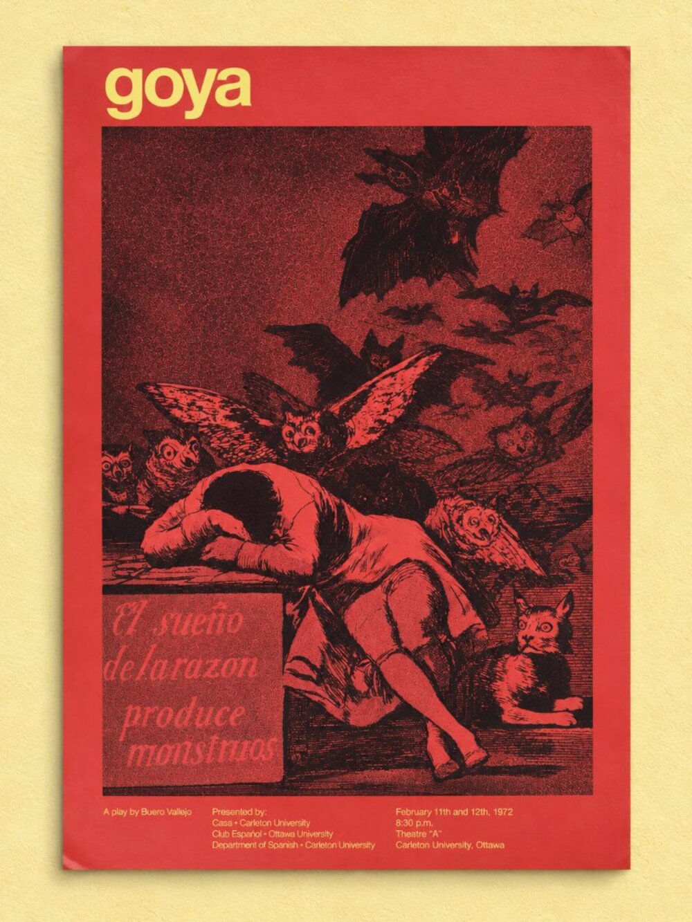 Goya Poster Buero Vallejo Carleton University Ottawa Spanish Theatre 1972